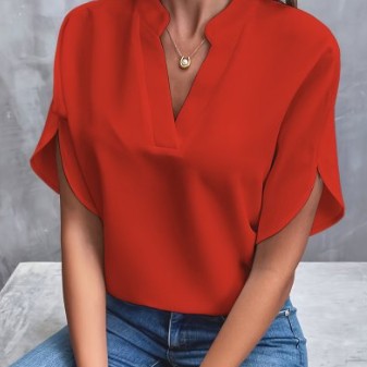 Auvie V-Neck Chiffon Blouse