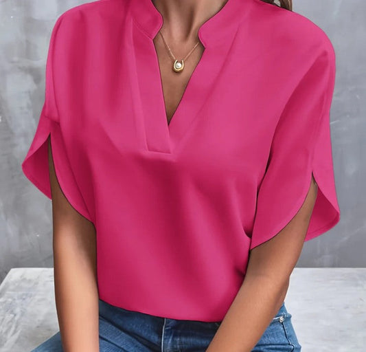 Auvie V-Neck Chiffon Blouse