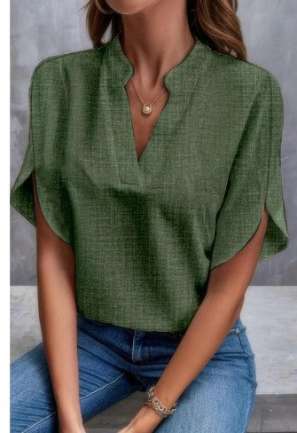 Auvie V-Neck Chiffon Blouse