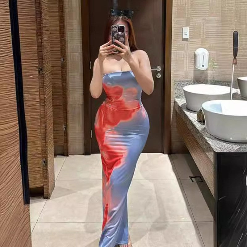 Kaela Paint-Print Maxi Dress