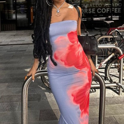 Kaela Paint-Print Maxi Dress