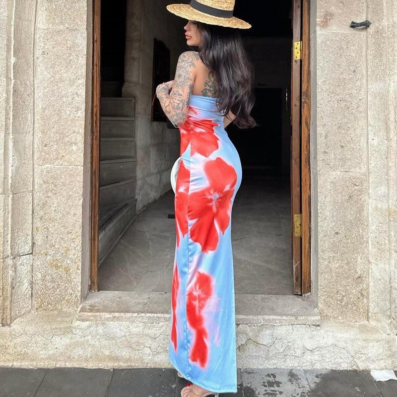 Kaela Paint-Print Maxi Dress