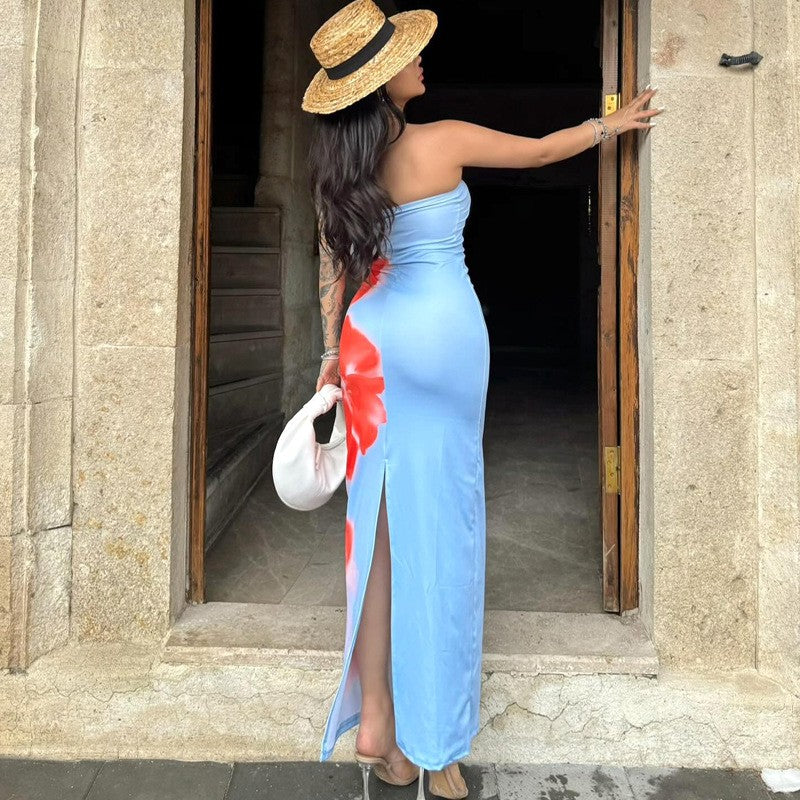 Kaela Paint-Print Maxi Dress