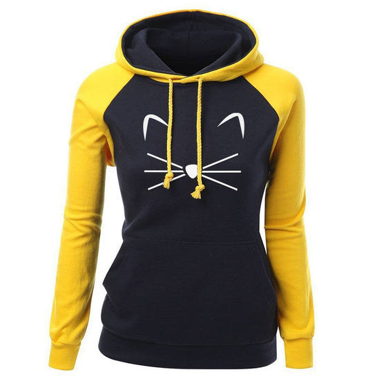 MeowMuse Cat Print Hoodie for Women