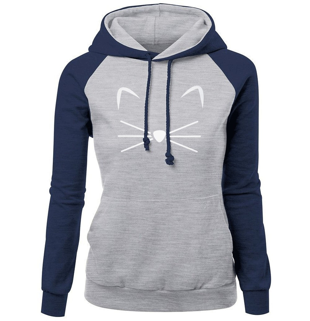 MeowMuse Cat Print Hoodie for Women