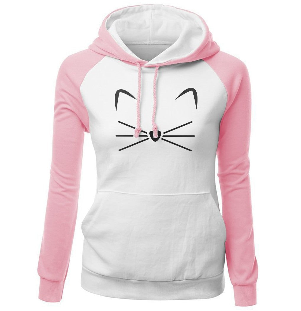 MeowMuse Cat Print Hoodie for Women