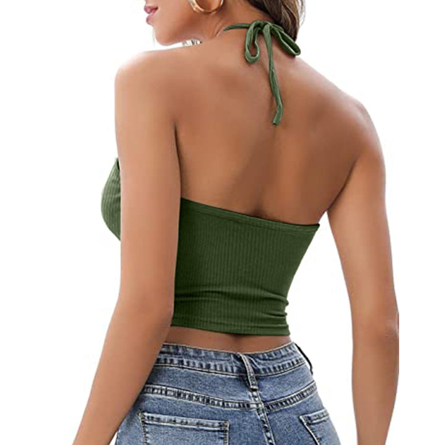 Nerina Hollow-Neck Halter Vest