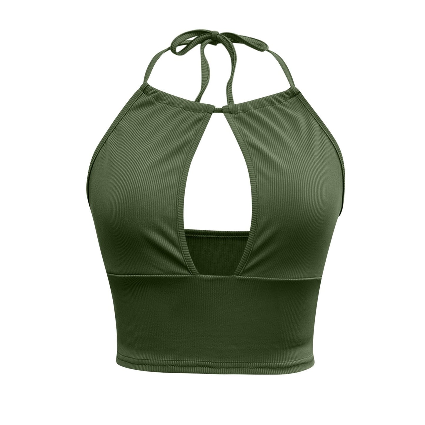 Nerina Hollow-Neck Halter Vest
