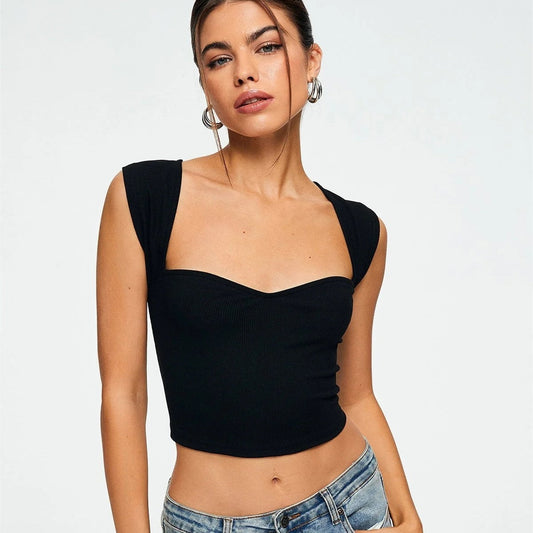 SweetRib Sleeveless Sweetheart Crop Top