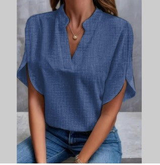 Auvie V-Neck Chiffon Blouse
