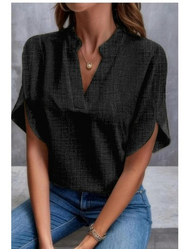 Auvie V-Neck Chiffon Blouse