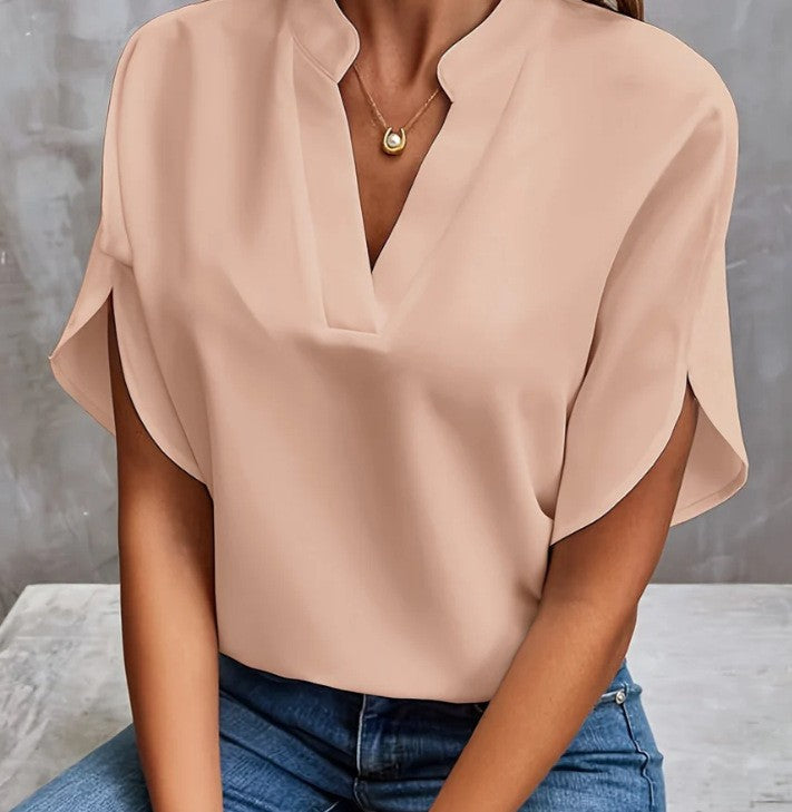 Auvie V-Neck Chiffon Blouse