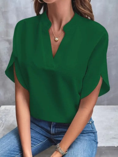 Auvie V-Neck Chiffon Blouse