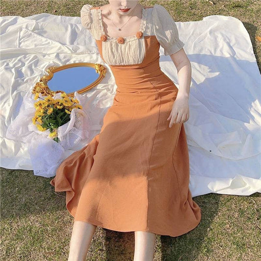 Fiorelle Puff Panel Midi Dress