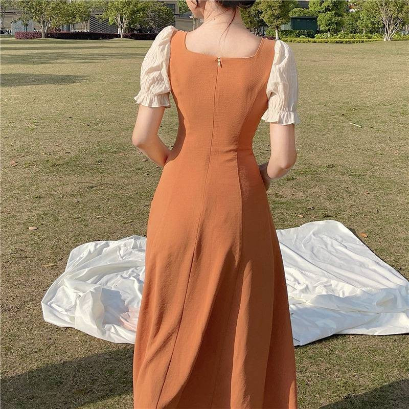 Fiorelle Puff Panel Midi Dress