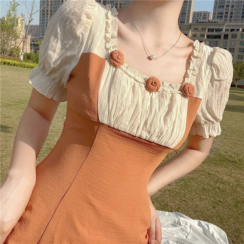 Fiorelle Puff Panel Midi Dress