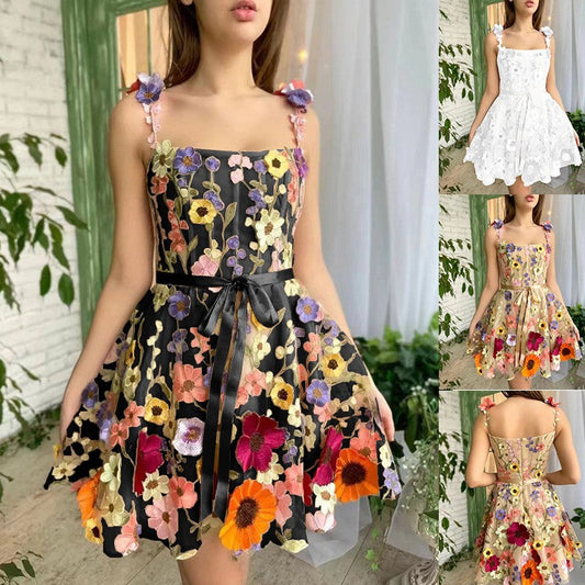 Floravie 3D Suspender A-Line Dress