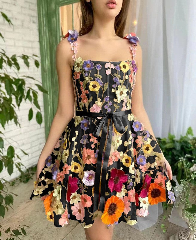 Floravie 3D Suspender A-Line Dress
