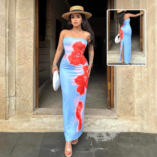 Kaela Paint-Print Maxi Dress