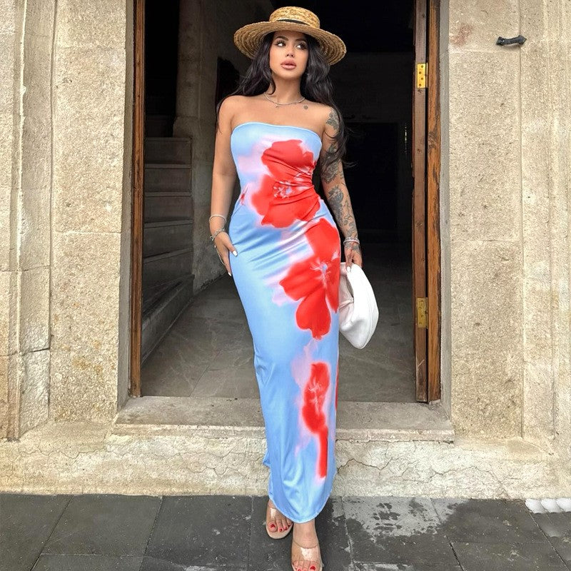 Kaela Paint-Print Maxi Dress