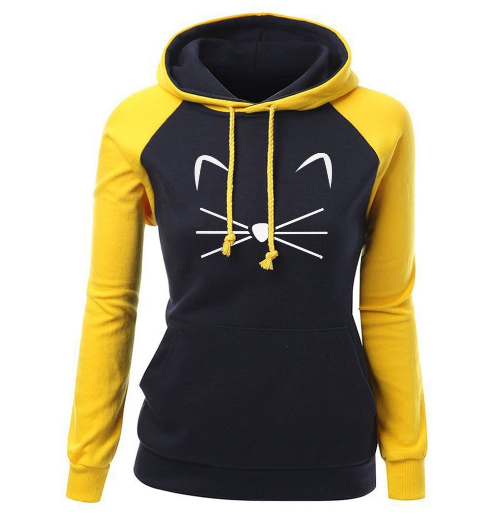 MeowMuse Cat Print Hoodie for Women