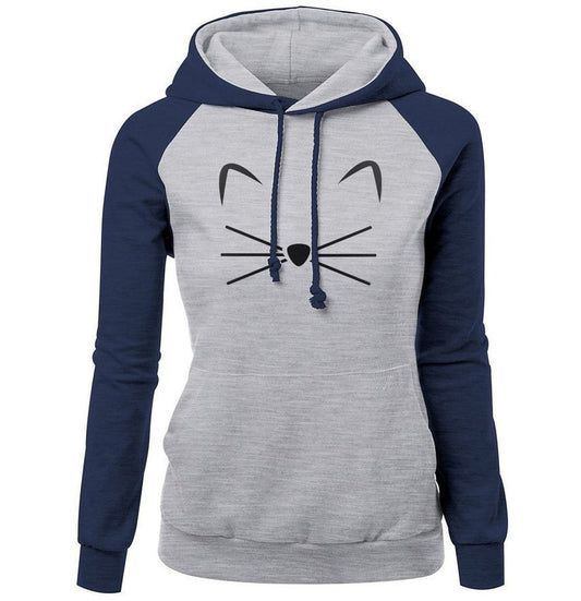 MeowMuse Cat Print Hoodie for Women