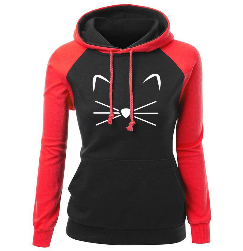 MeowMuse Cat Print Hoodie for Women