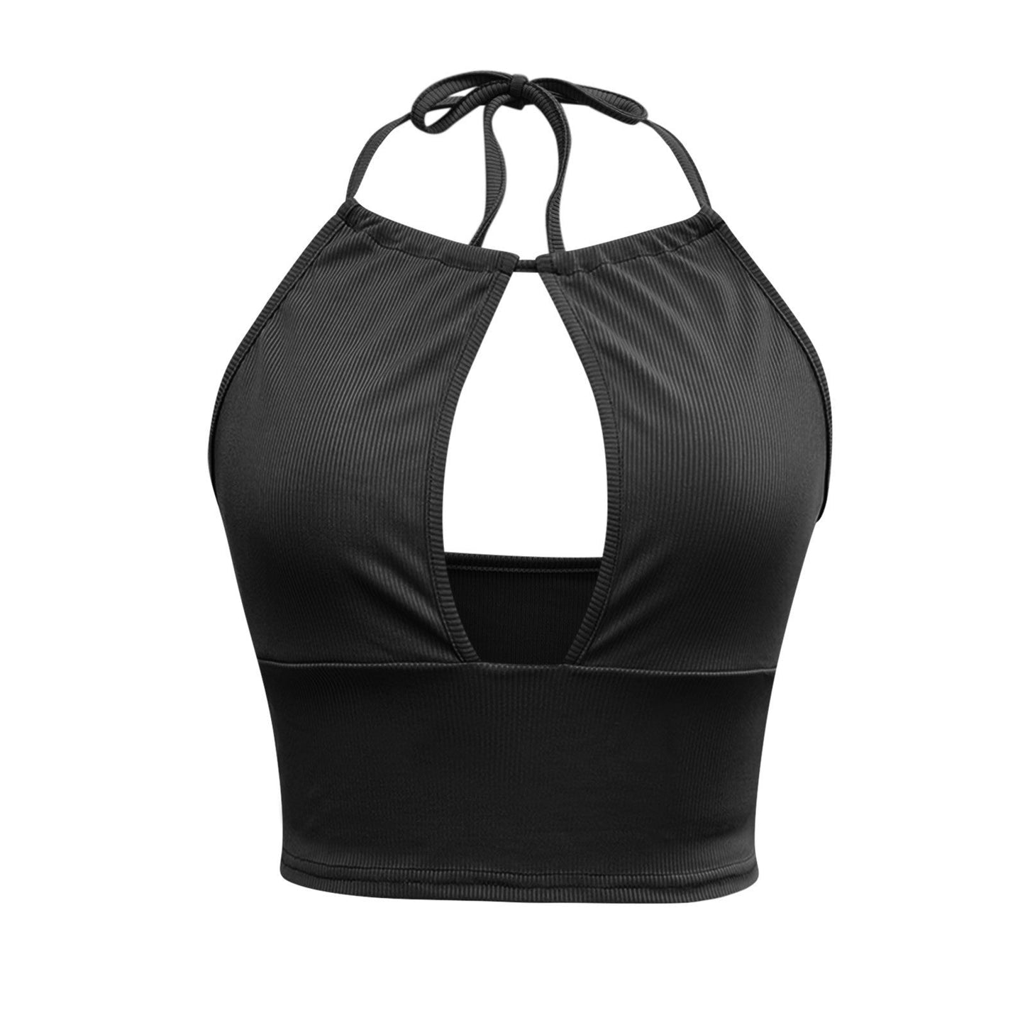 Nerina Hollow-Neck Halter Vest