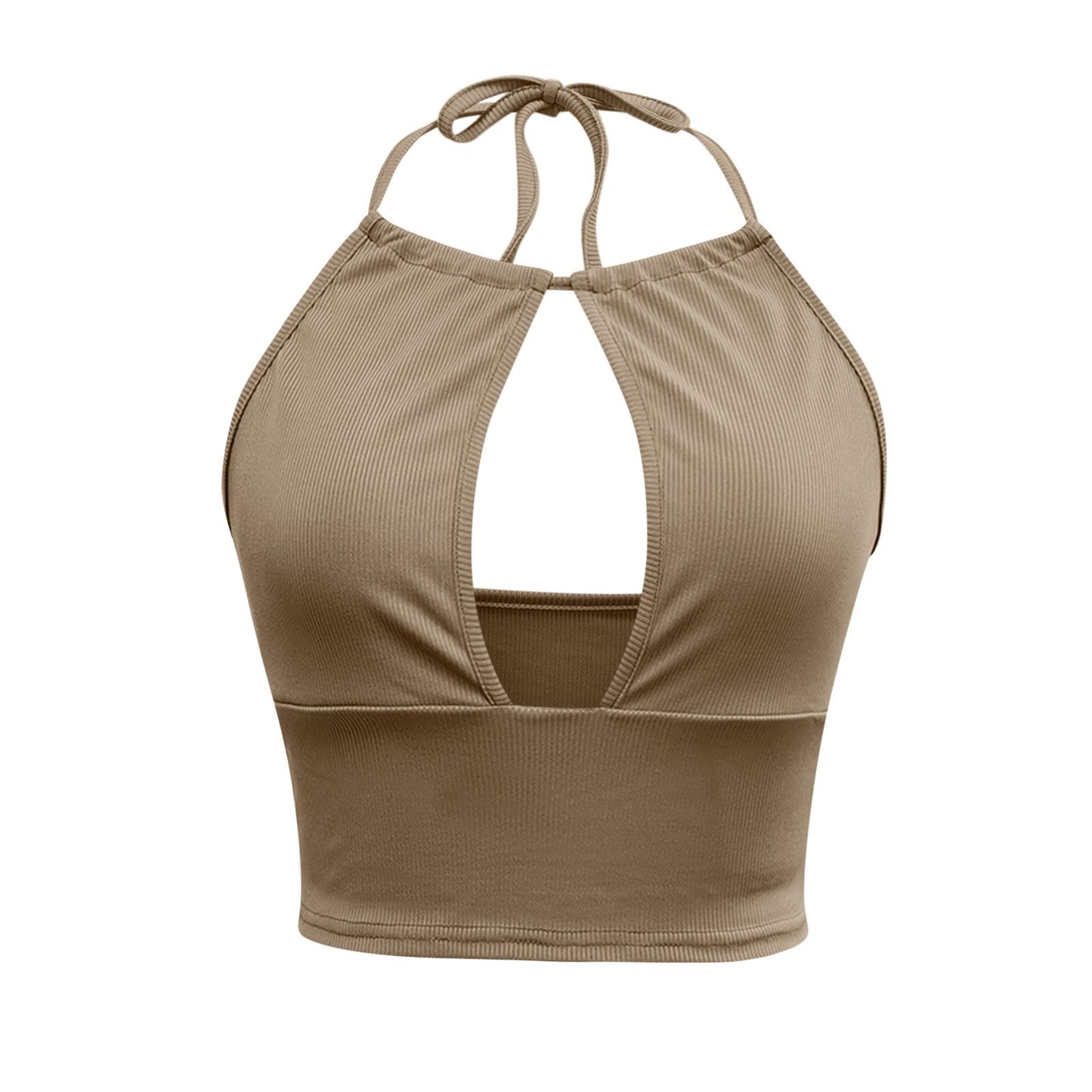 Nerina Hollow-Neck Halter Vest