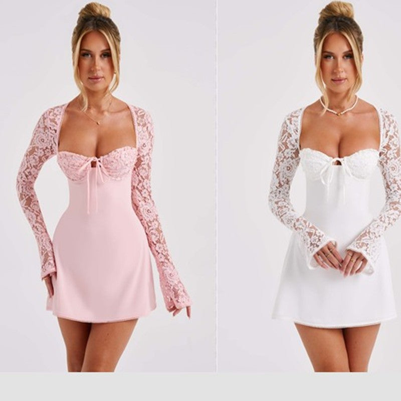 NoirCorset Lace-Up Backless Mini Dress