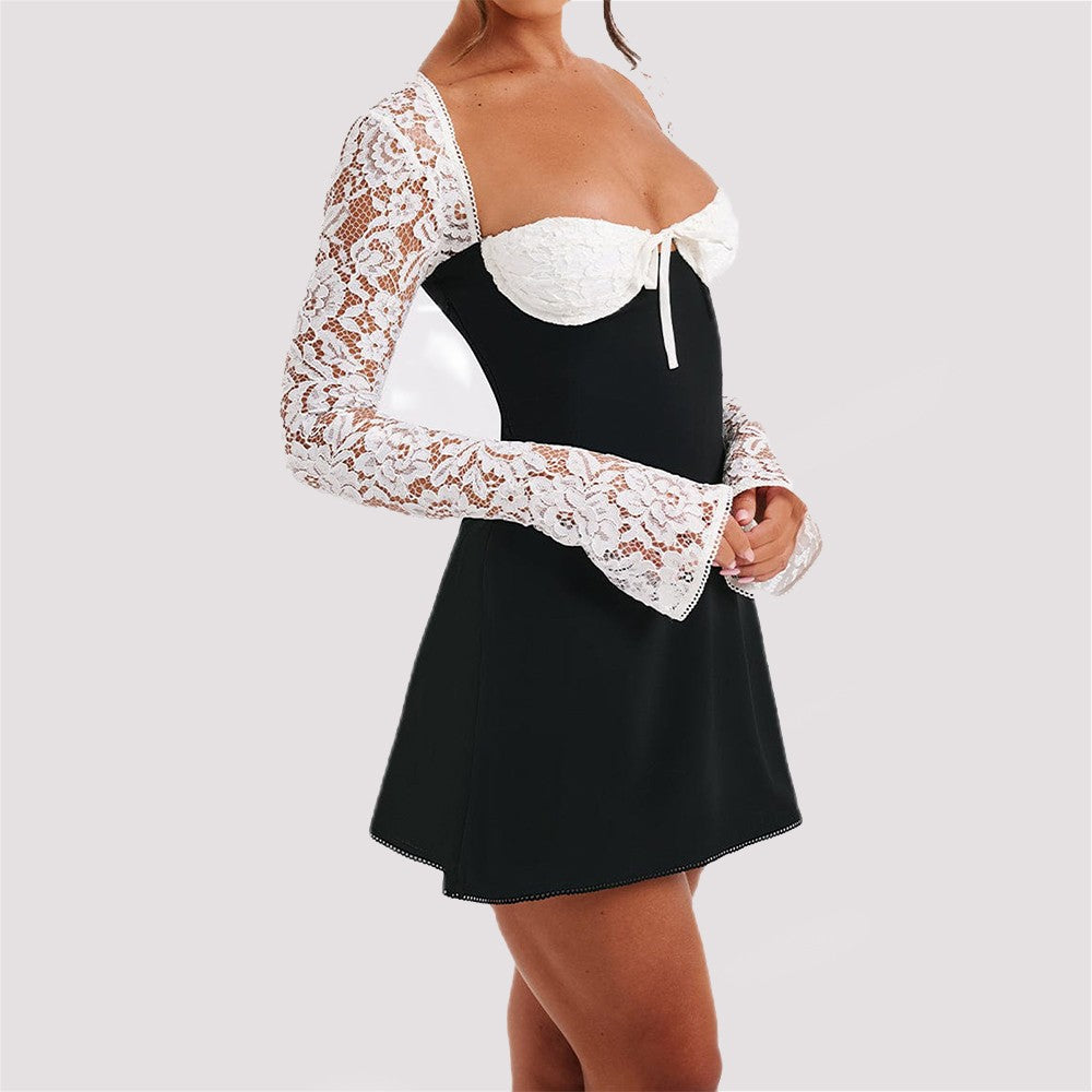 NoirCorset Lace-Up Backless Mini Dress