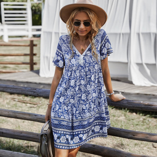 Solaire Bloom V-Neck Dress
