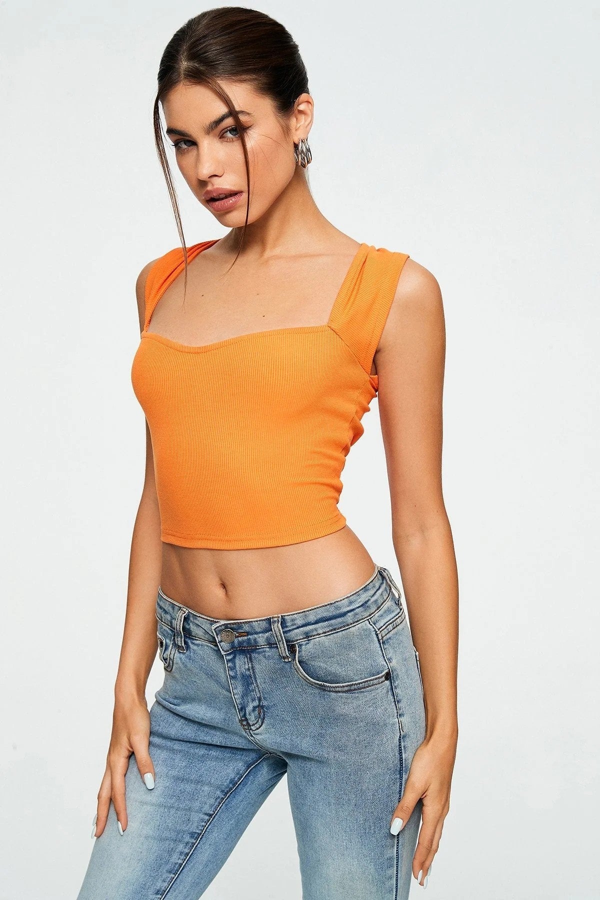 SweetRib Sleeveless Sweetheart Crop Top