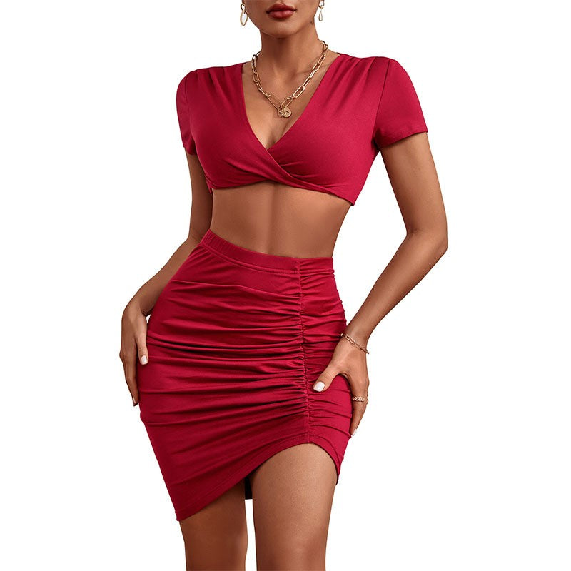 Velvet Rouge Two-Piece Skirt Suit Set